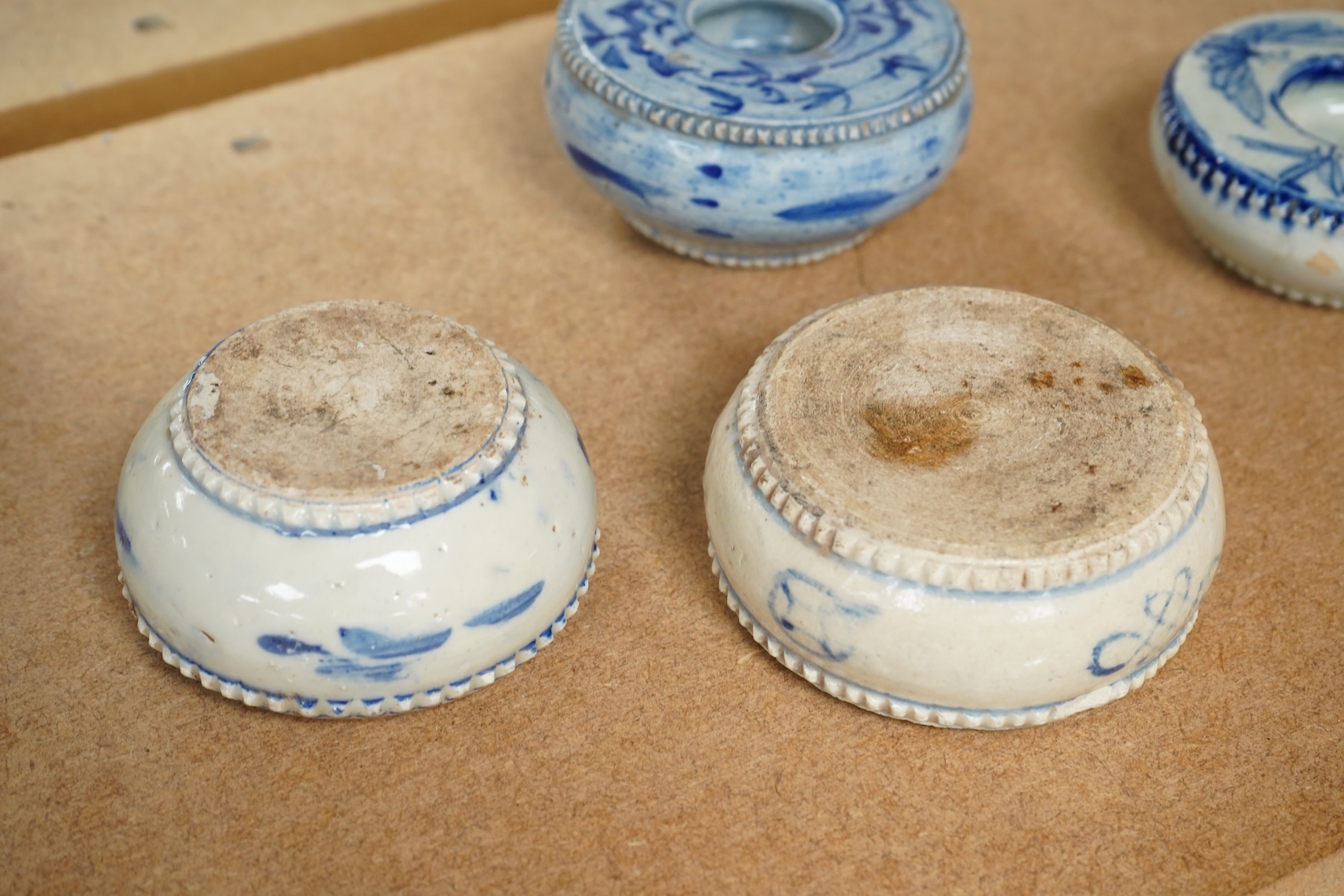 Four Chinese blue and white brush-washers
